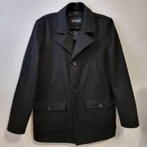 Guess Womens Black Wool Peacoat Size Medium
